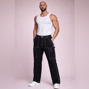 True Religion Bobby Baggy Cargo Pants with Contrast Stitching